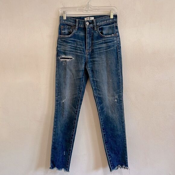Authentic Moussy Women's Size M (28) Jeans Straight High Rise Lt Wash Japan - Picture 1 of 4